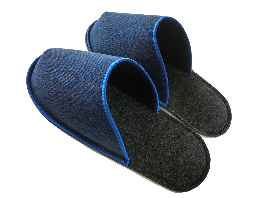 Zámecké papuče s gumovou podrážkou tmavě modré